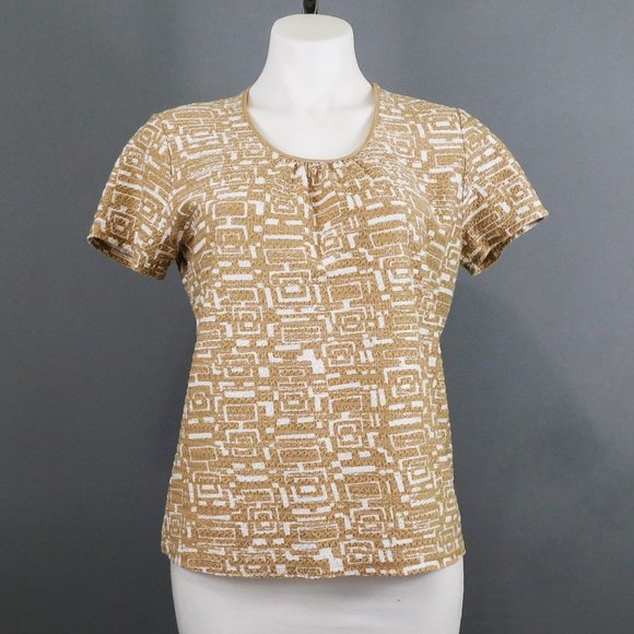 Jaclyn Smith Tops - Jaclyn‎ Smith Women Brown White Shirt Top
